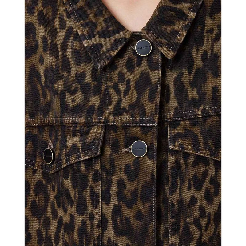 AllSaints Willow Leopard Print Denim Jacket image number 2